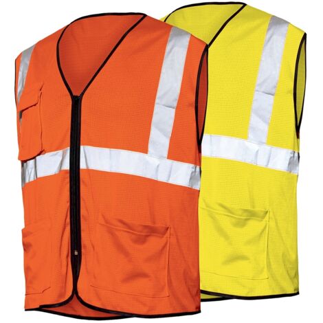 Issaline 01265-032 Gilet de travail en maille perforée orange M/L