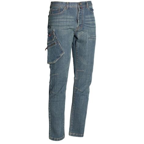 Issaline 8025BP-040 Jeans Da Lavoro Stretch Multi Pockets Blu M