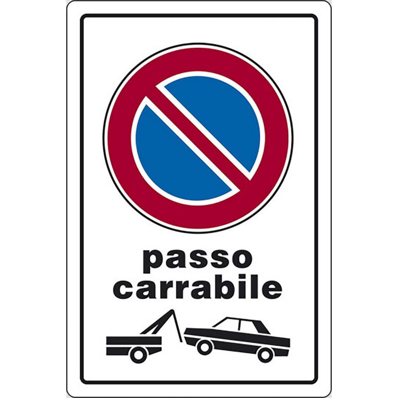 Cartello Passo Carrabile Con Rimozione Forzata Portone 30cmx20cm