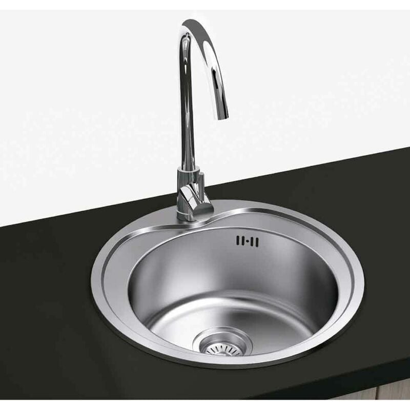Gresinex - Istanbul 49Ø Évier rond à encastrer - 1 cuve - Acier inoxydable
