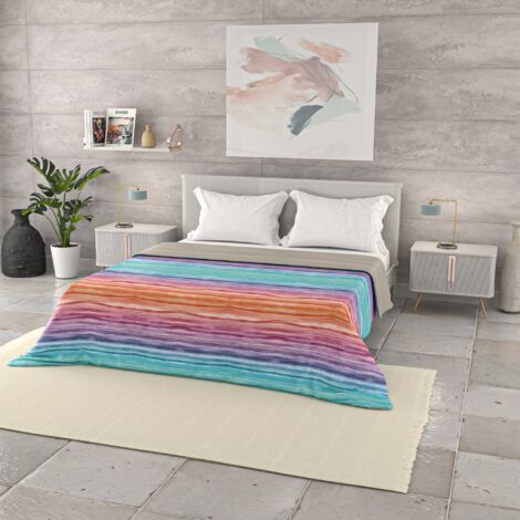 Italian Bed Linen BASIC Trapuntino estivo stampato, microfibra, Rainbow, Matrimoniale 250x240cm