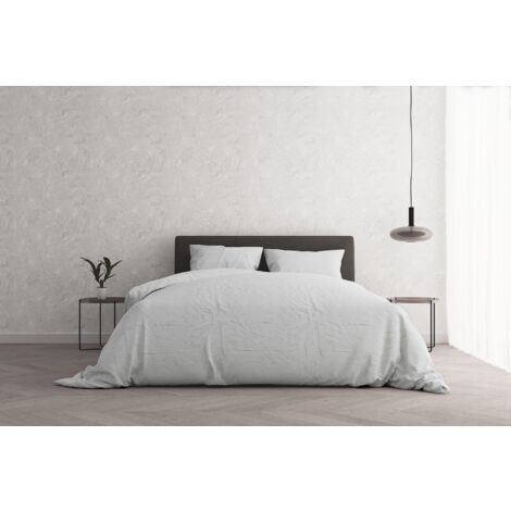 Italian Bed Linen Beauty Plus Fine 50 den Opaco in Tinta Unita 1 Paio Parure Copripiumino Natural Color, Cotone, Bianco, Matrimoniale