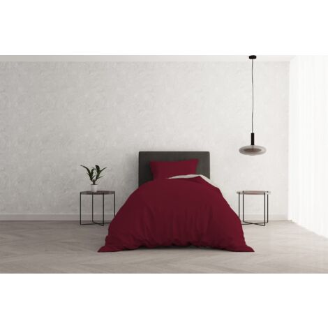 Italian Bed Linen Beauty Plus Fine 50 den Opaco in Tinta Unita 1 Paio Parure Copripiumino Natural Color, Cotone, Bordeaux/Panna, Singolo