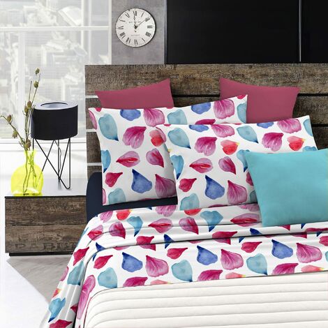 Italian Bed Linen Completo Letto Fantasy, 4 pezzi, Matrimoniale Petali