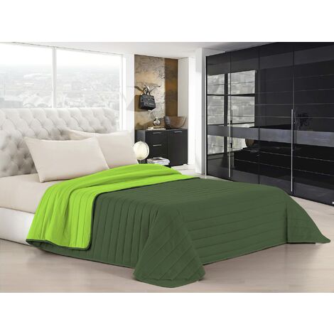 Italian Bed Linen Elegant Trapuntino Estivo, Microfibra, Scuro/Verde Mela, Singolo