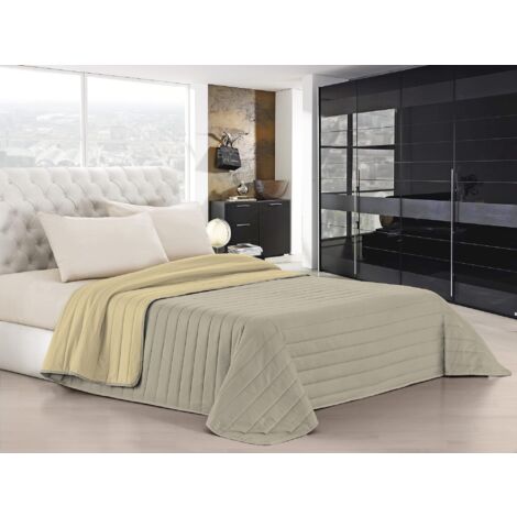 Italian Bed Linen Elegant Trapuntino Estivo, Microfibra, Tortora/Panna, Matrimoniale, 260x270cm