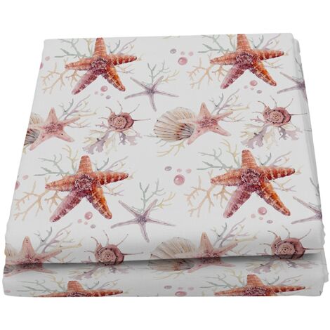 Italian Bed Linen Fantasy Starfish Telo Copritutto Stampato 2 Posti, Microfibra