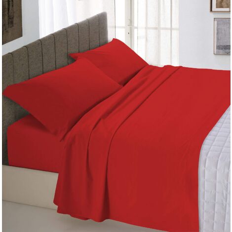 Italian Bed Linen Max Color Completo Letto, 100% Cotone, Rosso, 2 Posti