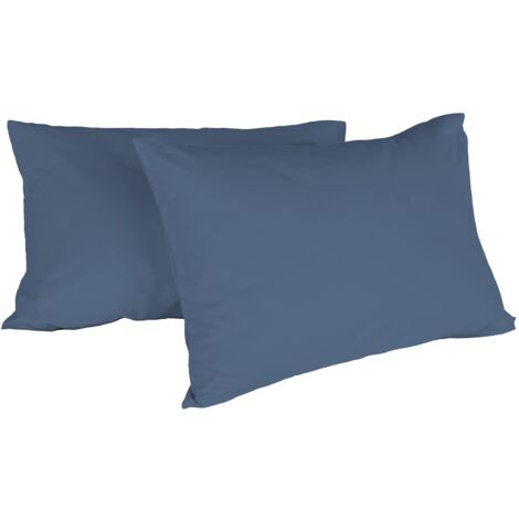 Italian Bed Linen Max Color Coppia di Federe Tinta Unita, 100% Cotone, Avio, 52 x 82 cm