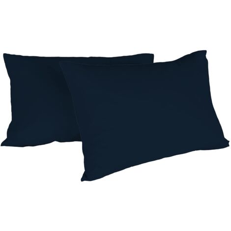 Italian Bed Linen Max Color Coppia di Federe Tinta Unita, 100% Cotone, Blu Scuro, 52 x 82 cm