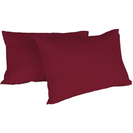 Italian Bed Linen Max Color Coppia di Federe Tinta Unita, 100% Cotone, Bordeaux, 52 x 82 cm