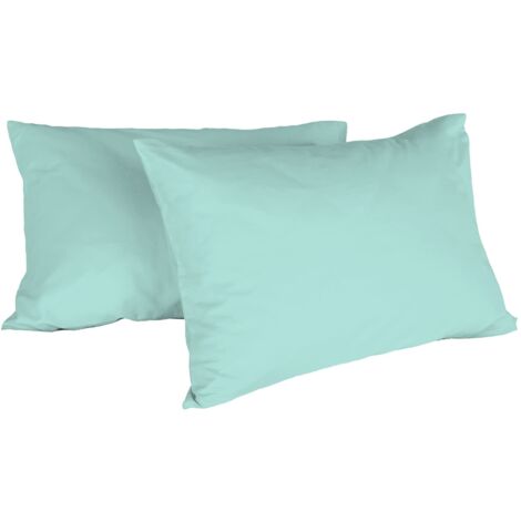Italian Bed Linen Max Color Coppia di Federe Tinta Unita, 100% Cotone, Verde Acqua, 52 x 82 cm