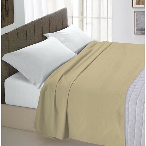 Italian Bed Linen Max Color Lenzuolo Sopra Tinta Unita, 100% Cotone, A Una Piazza e Mezza, Tortora, 180 x 300 cm