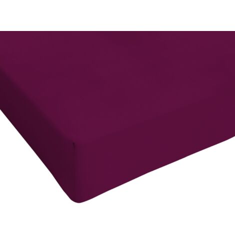 Italian Bed Linen Max Color Lenzuolo sotto a 1 Piazza e Mezza, 100% Cotone, Prugna, 1 Posto e Mezzo