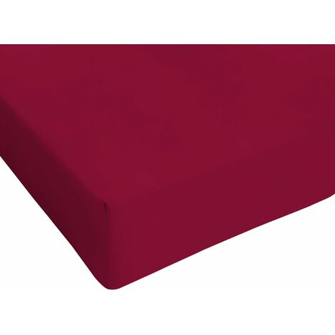 Italian Bed Linen Max Color Lenzuolo sotto Matrimoniale Maxi, 100% Cotone, Bordeaux, 2 Posti Maxi