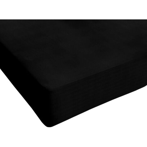 Italian Bed Linen Max Color Lenzuolo sotto Maxi, 100% Cotone, Nero, Matrimoniale King Size