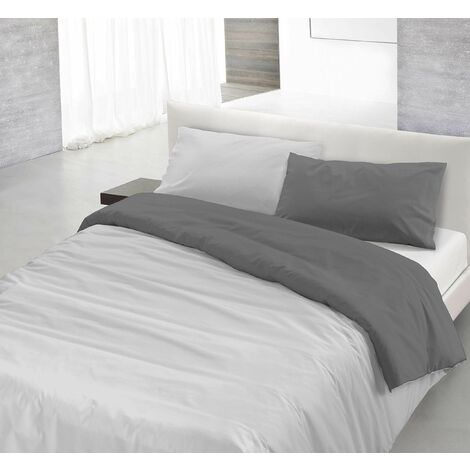 Italian Bed Linen Natural Color Parure Copri Piumino, 100% Cotone, Grigio Chiaro/Fumo, Singolo, 2 unità