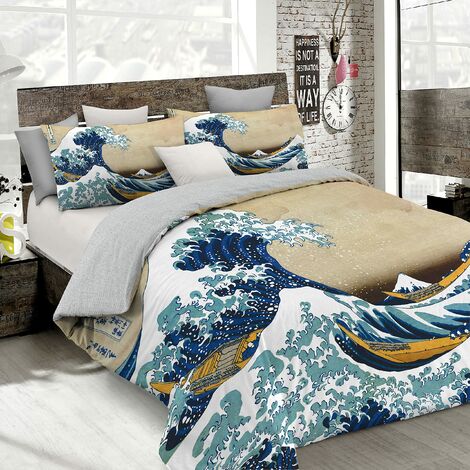 Italian Bed Linen Parure Copripiumino con Stampa Digitale a Copertura Totale Sul Sacco e Sulle Federe 2 Posti 100% Cotone, Multicolore (SD51), 250x200x1 cm
