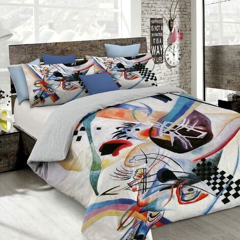 Italian Bed Linen Parure Copripiumino con Stampa Digitale a Copertura Totale Sul Sacco e Sulle Federe 2 Posti 100% Cotone, Multicolore (SD62), 250x200x1 cm