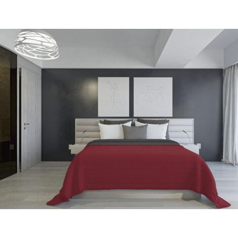 Italian Bed Linen PIUMINO ESTIVO IGNIFUGO BICOLORE SAIA, Bordeaux/Grigio Scuro 260 x 270 cm