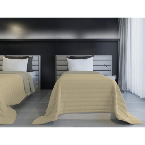 Italian Bed Linen PIUMINO ESTIVO IGNIFUGO BICOLORE SAIA, Tortora/Panna 170 x 270 cm