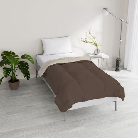 Italian Bed Linen Piumino invernale imbottito bicolore Sogni e Capricci, Marrone/Panna, Piazza e Mezza 200x200cm