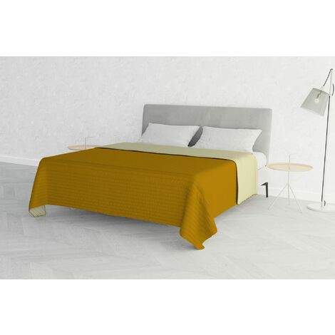 Italian Bed Linen Sogni e Capricci Pets Summer Trapuntino Estivo, Microfiber, Multicolore (Senape/Crema), Matrimoniale