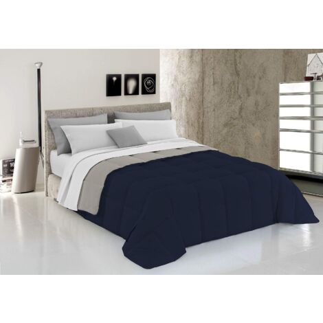 Italian Bed Linen T-El-Blu Scuro/Grigio Chiaro-1P Trapunta Invernale Elegant, Microfibra, Blu, 1 Piazza