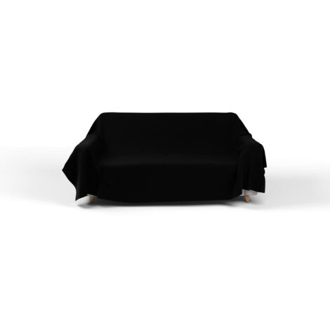 Italian Bed Linen Telo copritutto MAX COLOR tinta unita, Nero, 170x300cm