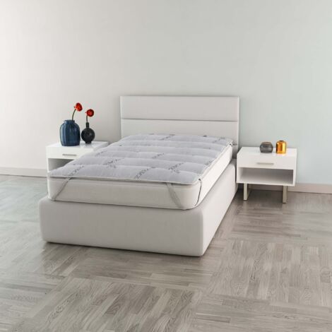 Italian Bed Linen Topper Trapuntato con Elastici, Poliestere, TECEL, Piazza E Mezza
