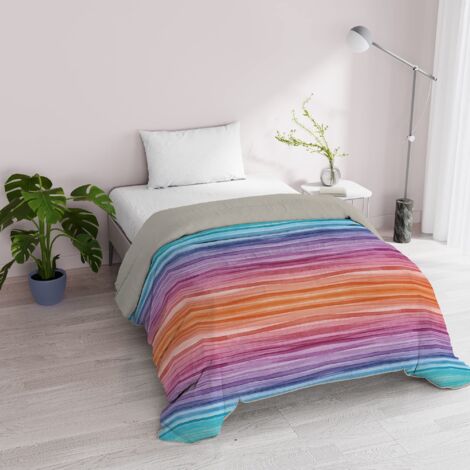 Italian bed Linen Trapunta Invernale BASIC STAMPATA, Piazza e Mezza, Rainbow
