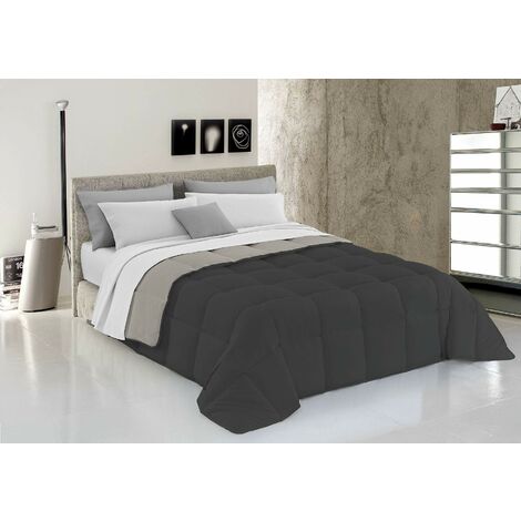 Italian Bed Linen Trapunta Invernale Elegant, Microfibra, Grigio Scuro/Grigio Chiaro, 1 Piazza