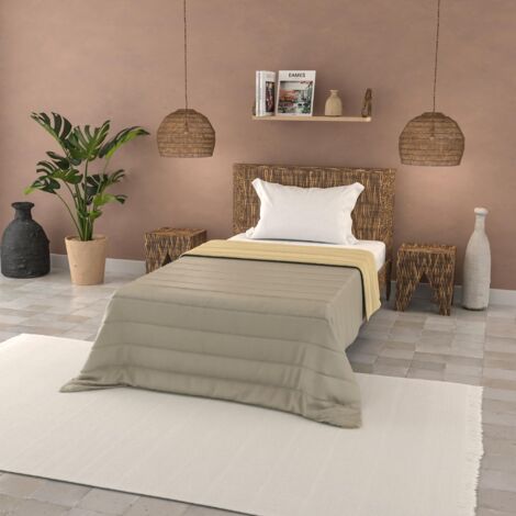 Italian Bed Linen Trapuntino estivo BASIC tinta unita, microfibra, Tortora/Panna, Piazza e mezza 200x240cm