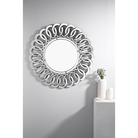 Large Round Silver Swirl Mirror 92cm x 92cm