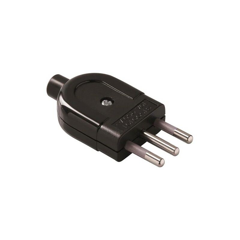 

Italiana enchufe 2P+T 10A S11 Negro Salida de cable recta