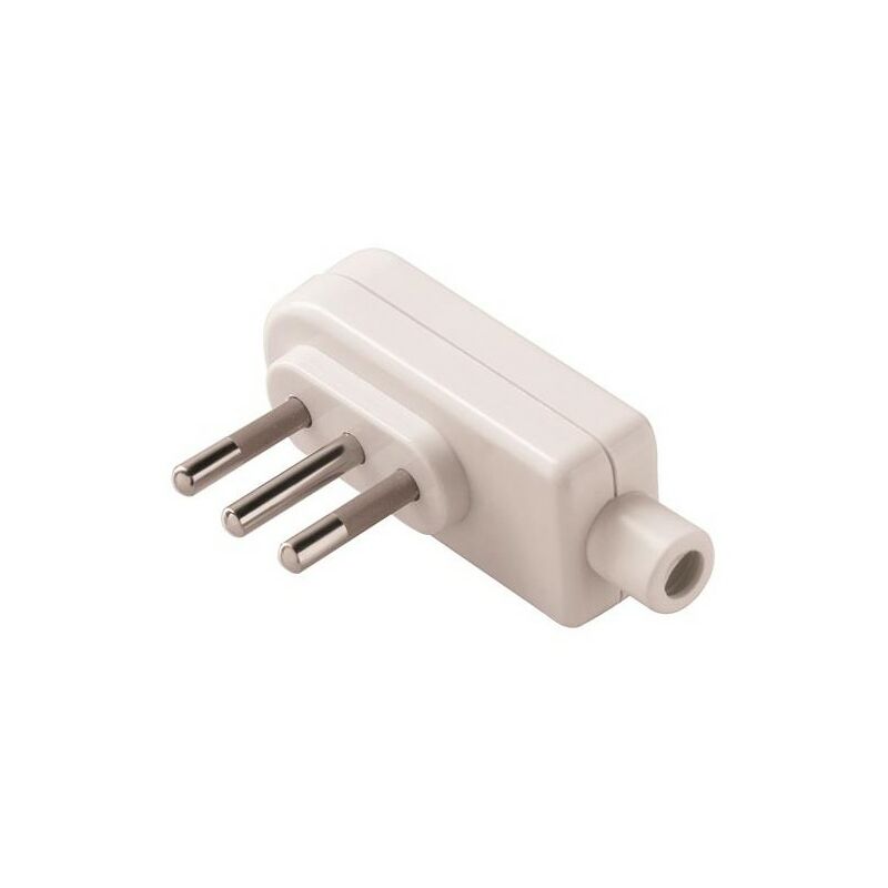 

Italiana enchufe Plano 2P+T 10A SPA11 Blanco Salida de cable 90°