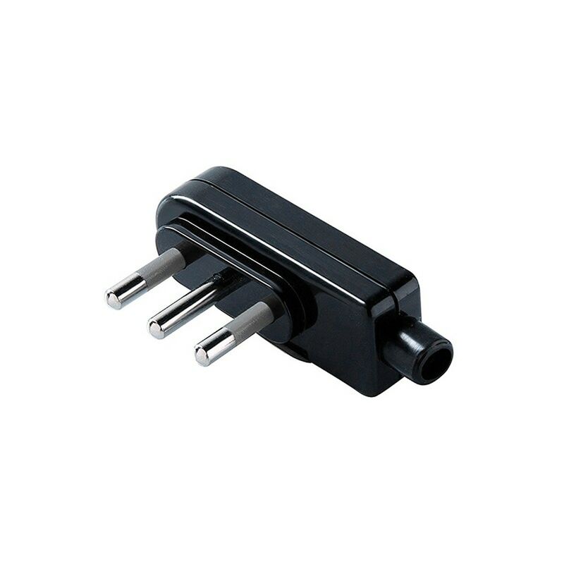 

Italiana enchufe Plano 2P+T 10A SPA11 Negro Salida de cable 90°