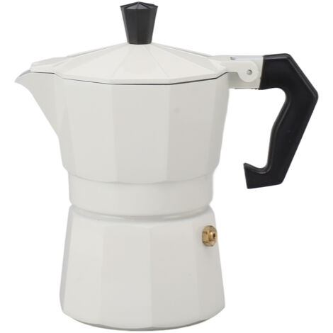 Italienische Moka-Kaffeekanne für den Herd, 300 ml, Aluminium, für die Kaffeezubereitung zu Hause – Weiß, Küchenaccessoire