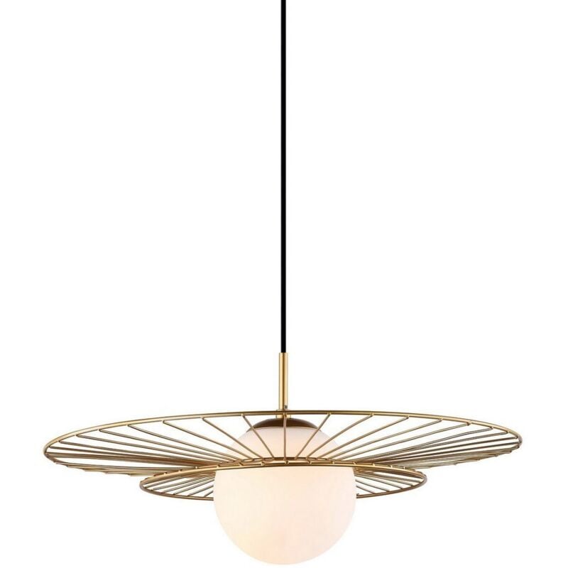 Image of Alison - Sospensione moderna a sospensione dorata a 1 luce con paralume bianco, attacco E27 - Italux