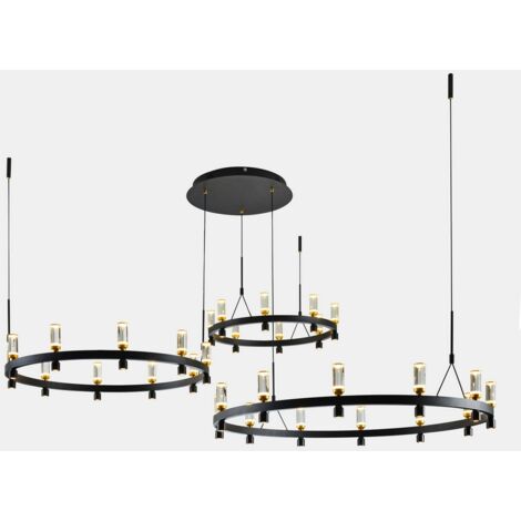 Italux Almelo - Suspension LED Moderne Noir, Or, Blanc Chaud 3000K 5347lm
