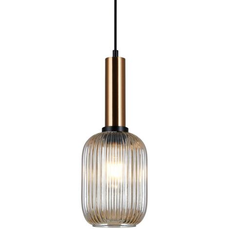 Italux Antiola - Lámpara colgante moderna de latón 1 luz con pantalla ámbar, E27