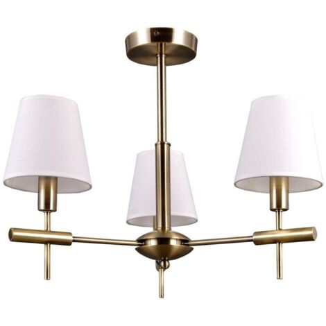 Italux Balter - Candelabros estilizados Dorado 3 luces con blanco, Pantalla de tela, E14