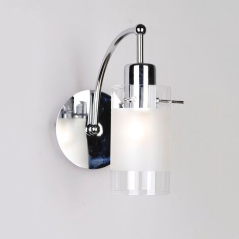 Italux Blend - Applique Murale Moderne Chrome 1 Lumière avec Abat-Jour Blanc, Transparent, E27