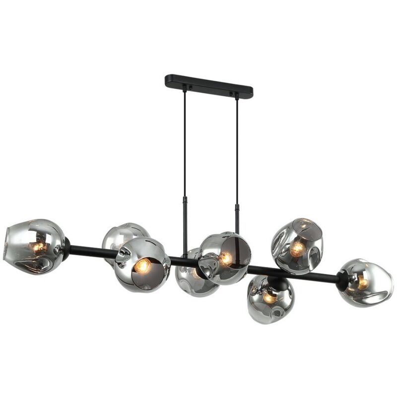 Italux - Borgo - Luminaire suspendu moderne noir, 8 lumières fumé avec abat-jour en graphite fumé, E27