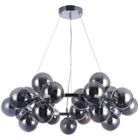 Italux Cabella - Moderner hängender Anhänger Chrom 25 Licht mit rauchigem Schatten, G9