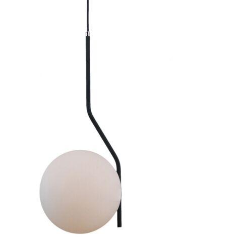Italux Carimi - Lámpara colgante moderna negra satinada 1 luz con pantalla blanca, E27
