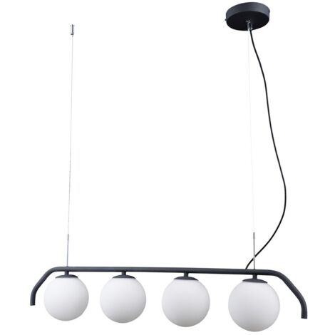 Italux Carimi - Lámpara colgante moderna negra satinada 4 luces con pantalla blanca, G9