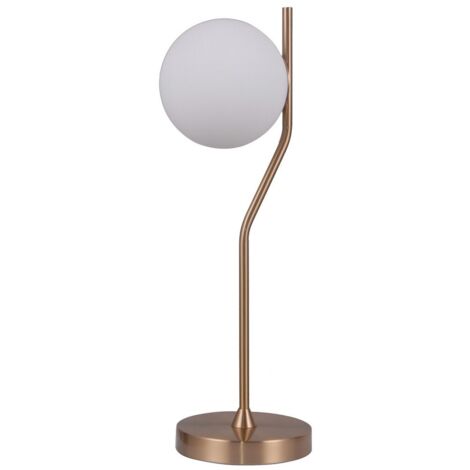 Italux Carimi - Lámpara de mesa moderna de latón miel 1 luz con pantalla blanca, G9