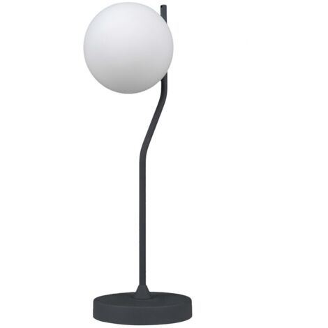 Italux Carimi - Lampe de table moderne noir satiné 1 lumière avec abat-jour blanc, G9