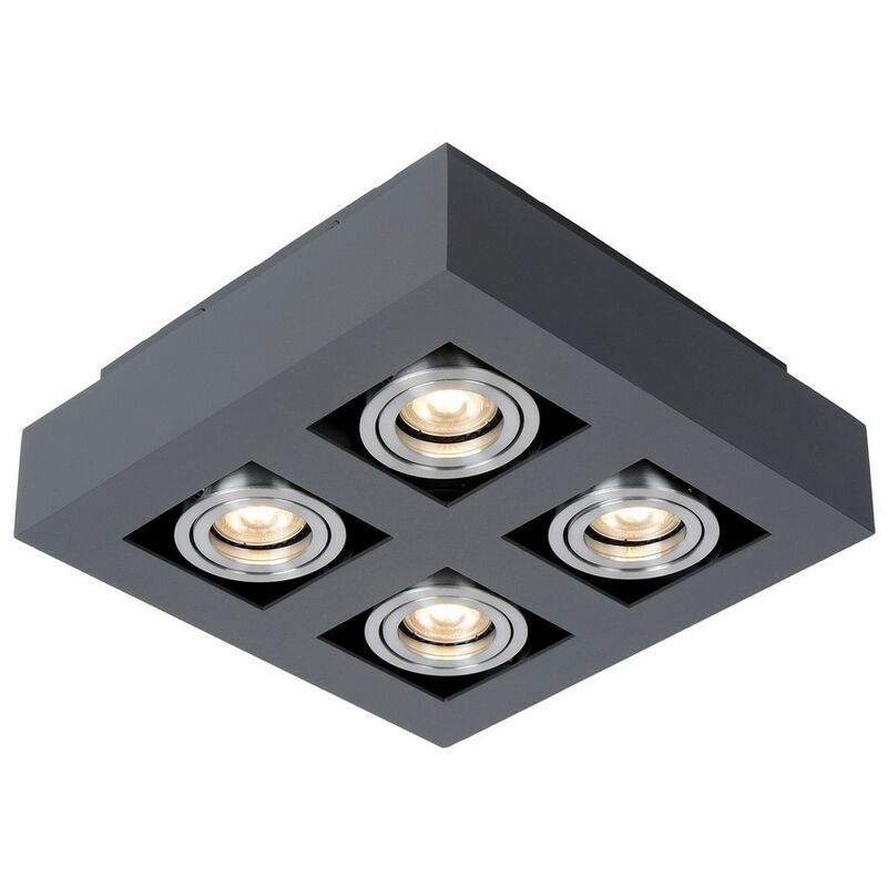 Image of Casemiro - Luce moderna in alluminio nero a montaggio superficiale 4, GU10 - Italux